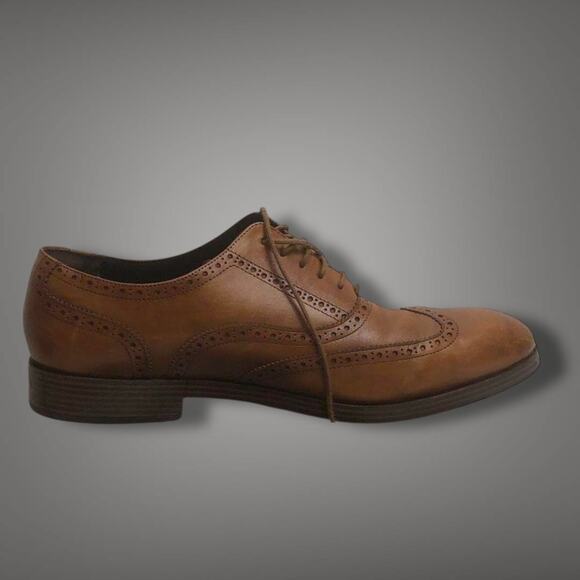 Men\'s Size 13 COLE HAAN Henry Grand Wingtip British Tan Leather Oxford Shoes EUC main image 10